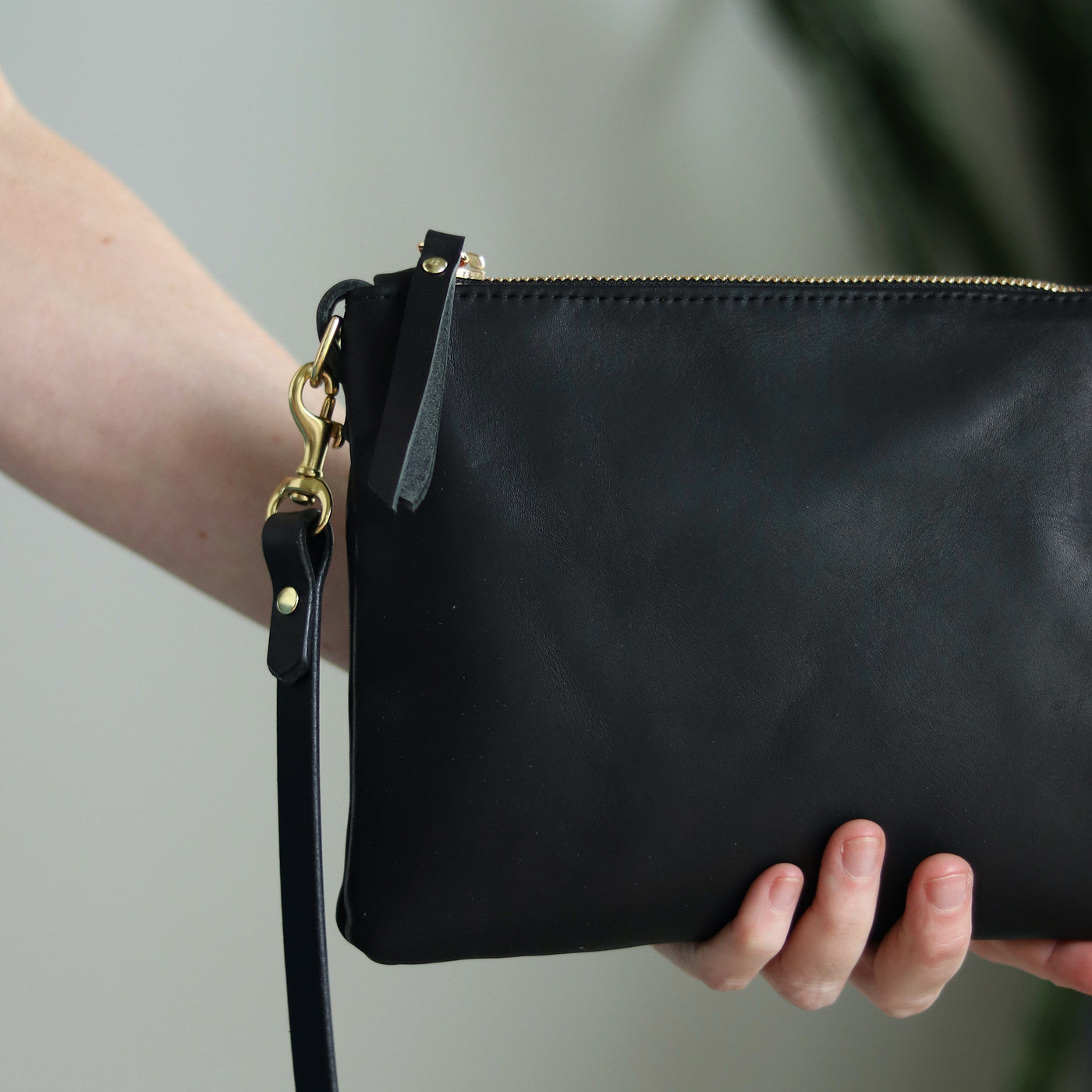 Small Leather Crossbody Clutch Bag - Soft and Slouchy Black