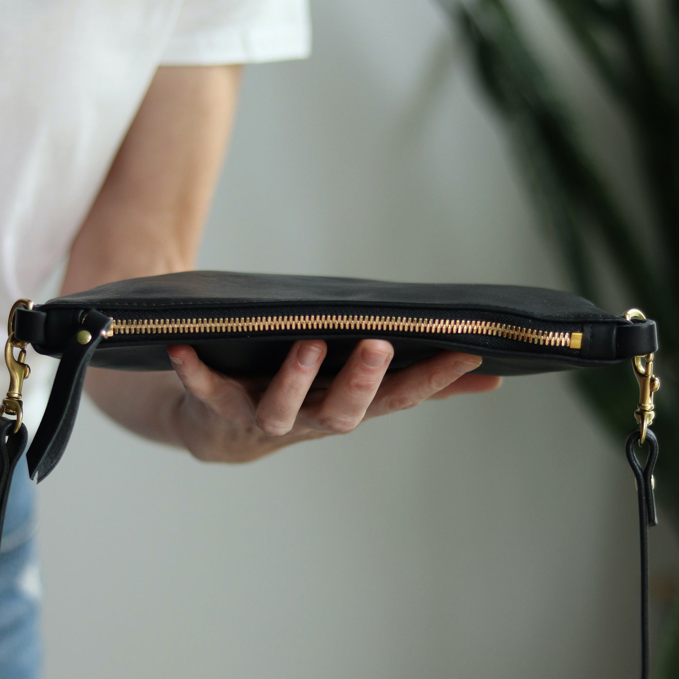 Small Leather Crossbody Clutch Bag - Soft and Slouchy Black