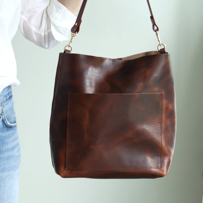 Summer Seconds Sale - Leather Day Bag - Dark Brown Pull Up No. 2