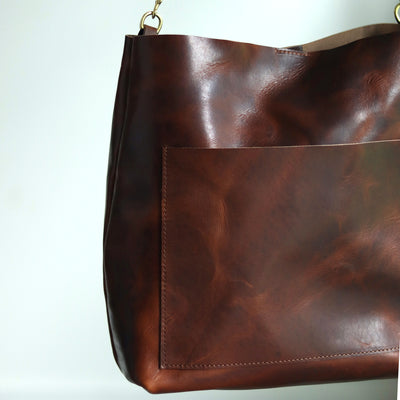 Summer Seconds Sale - Leather Day Bag - Dark Brown Pull Up No. 1