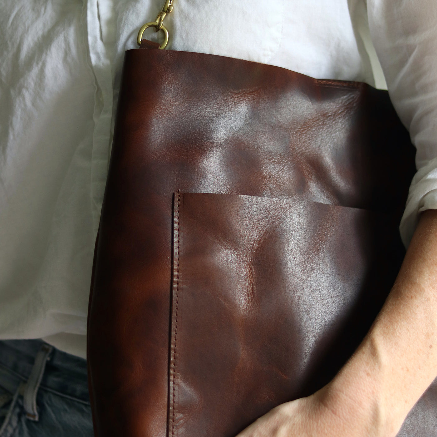 Summer Seconds Sale - Leather Day Bag - Dark Brown Pull Up No. 2