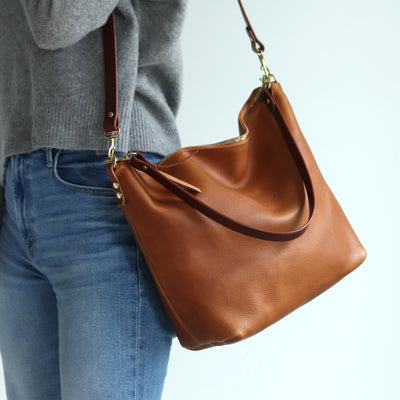 Large Slouchy Hobo Crossbody - Brown Pebble