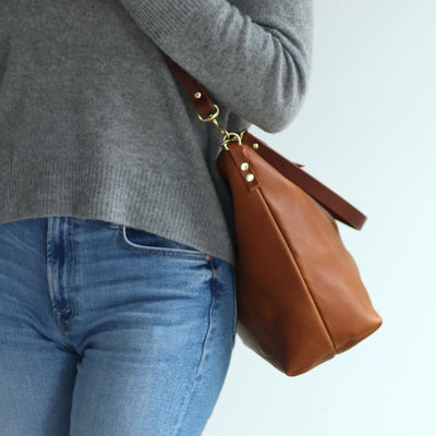 Large Slouchy Hobo Crossbody - Brown Pebble