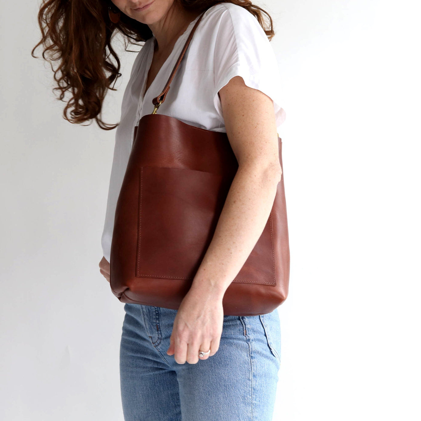 SALE Leather Day Bag - Cognac