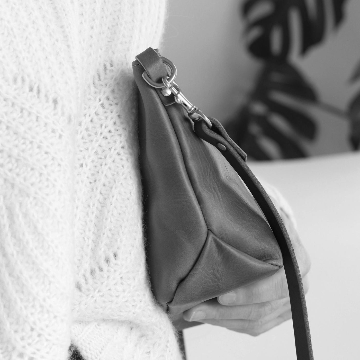 SALE Small Leather Convertible Crossbody Clutch Bag - Saddle Brown