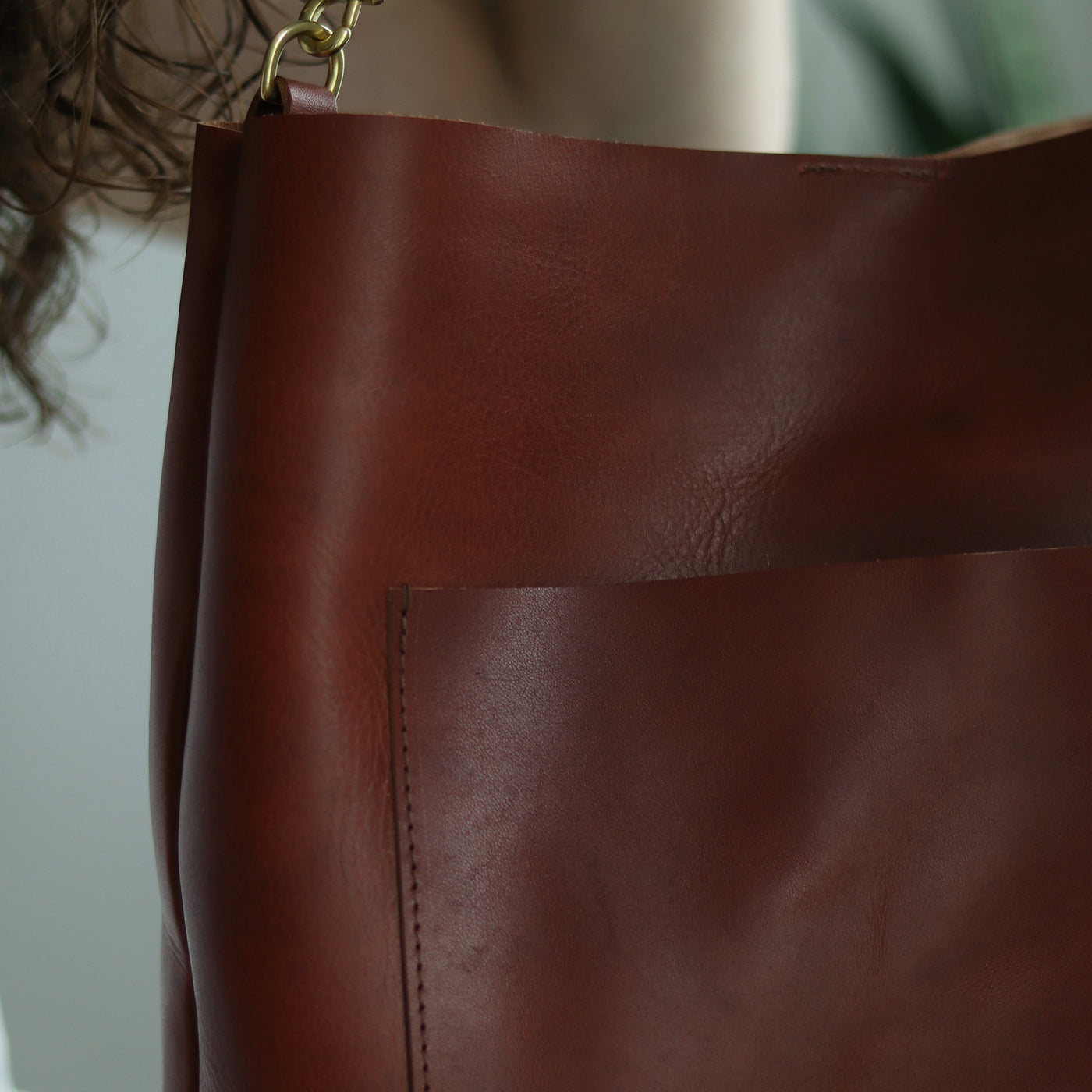 SALE Leather Day Bag - Cognac