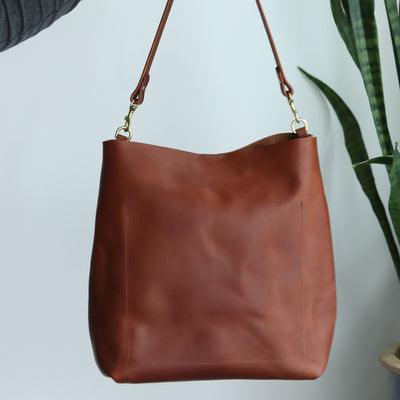 SALE Leather Day Bag - Cognac