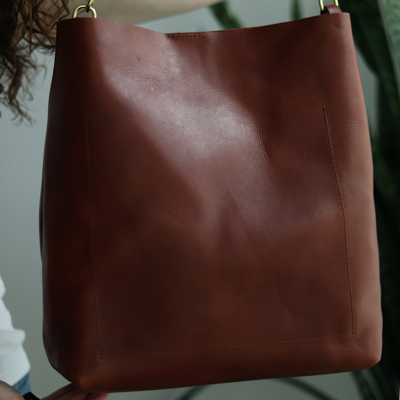 SALE Leather Day Bag - Cognac