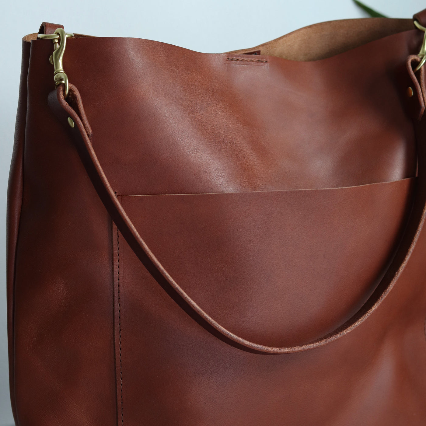 SALE Leather Day Bag - Cognac