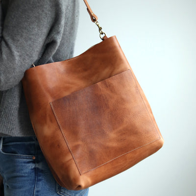 Leather Day Bag - Distressed Brown