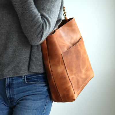 Leather Day Bag - Distressed Brown