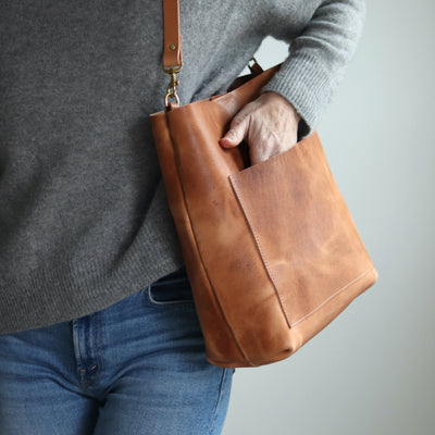 Leather Day Bag - Distressed Brown