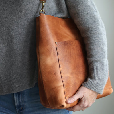 Leather Day Bag - Distressed Brown