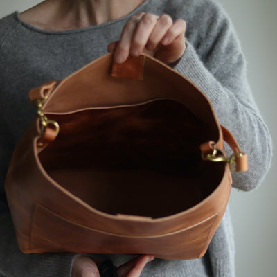 Leather Day Bag - Distressed Brown