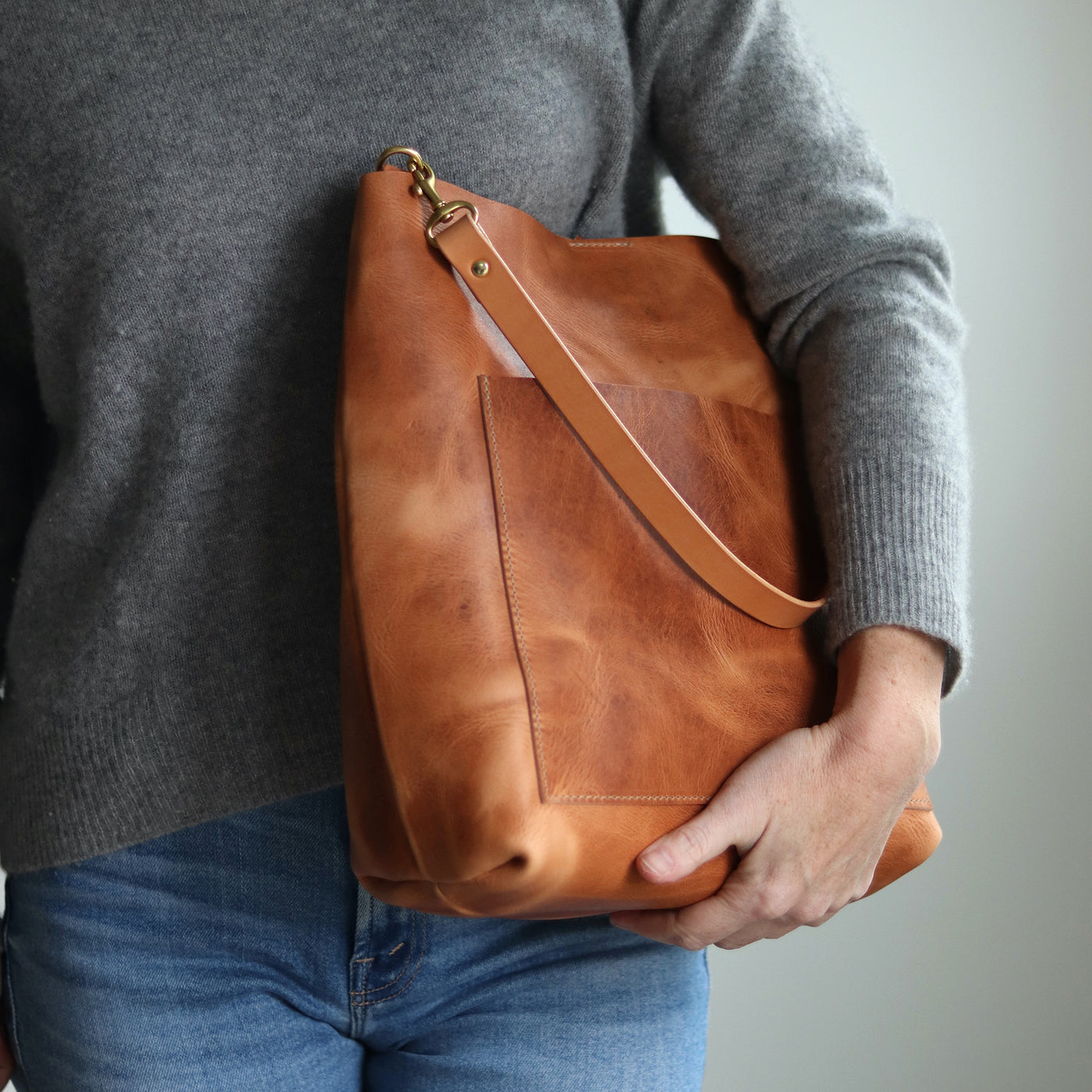 Leather Day Bag - Distressed Brown