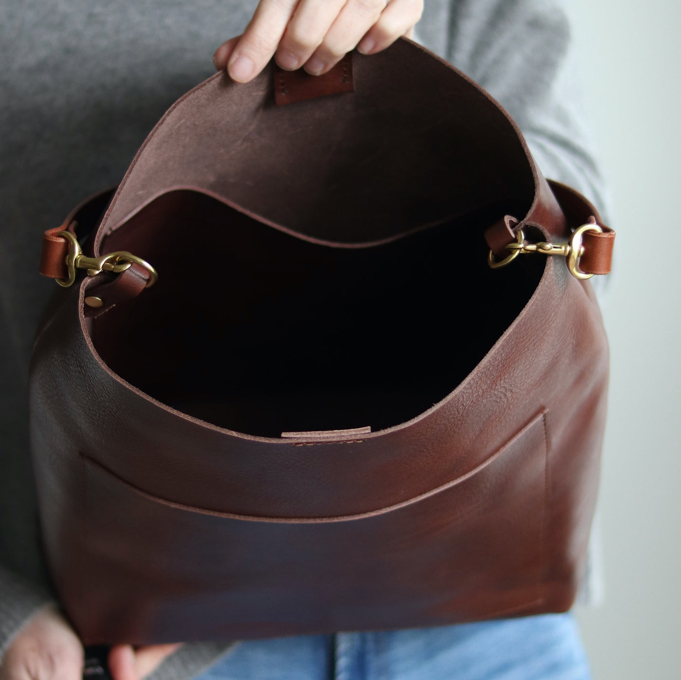 Leather Day Bag - Dark Brown