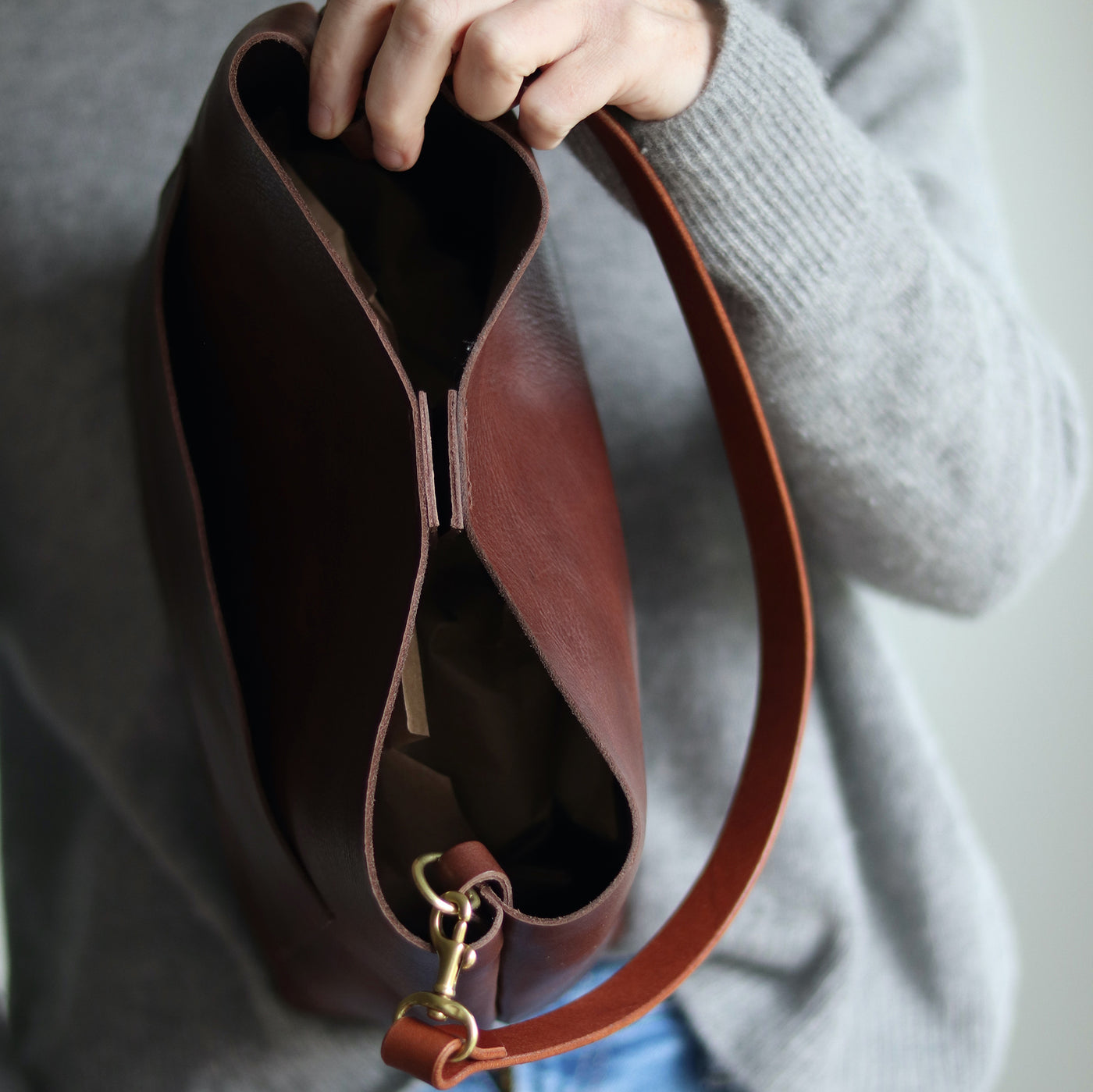 Leather Day Bag - Dark Brown