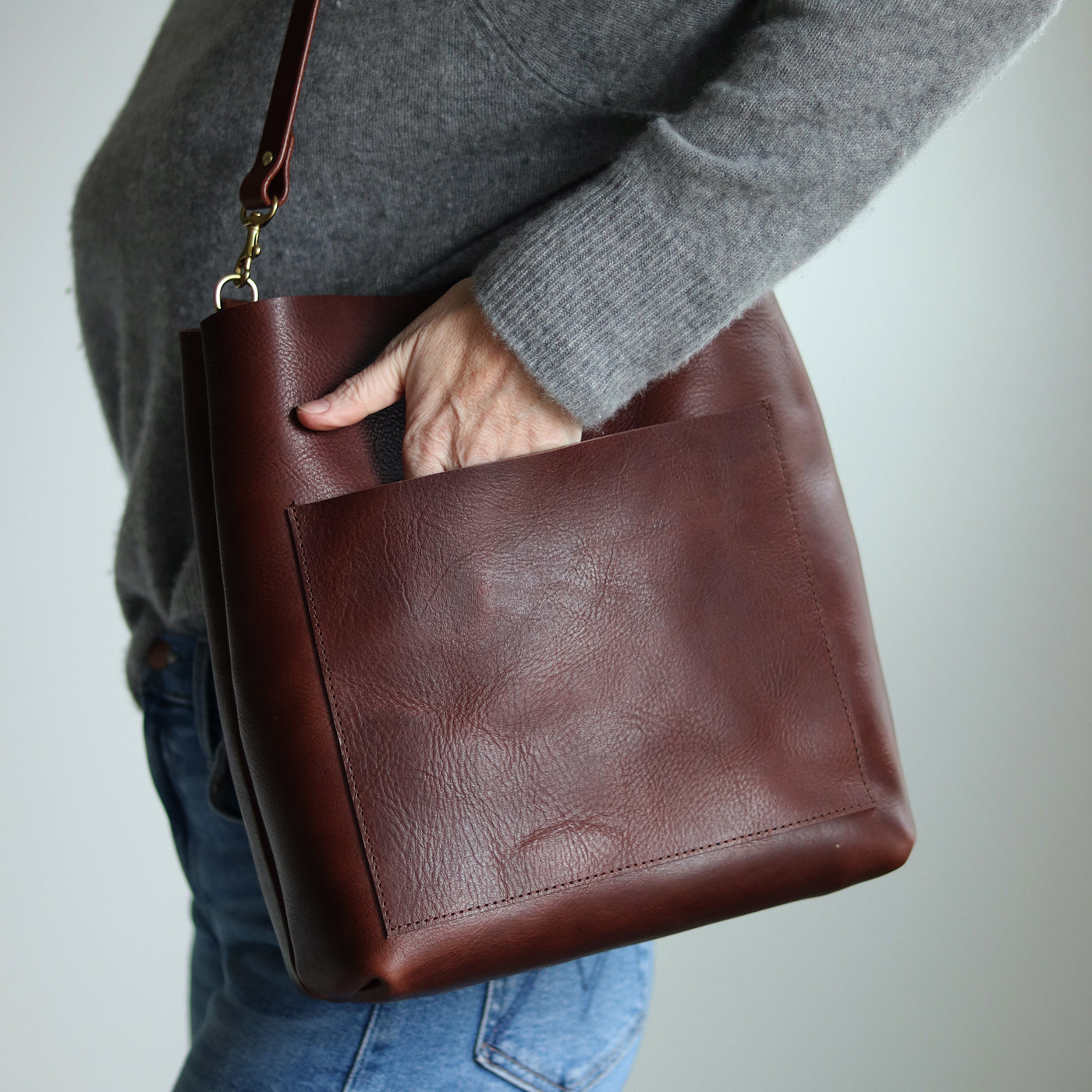 Leather Day Bag - Dark Brown