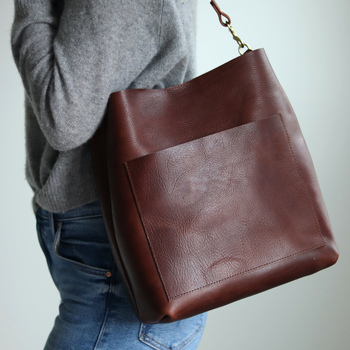 Leather Day Bag - Dark Brown