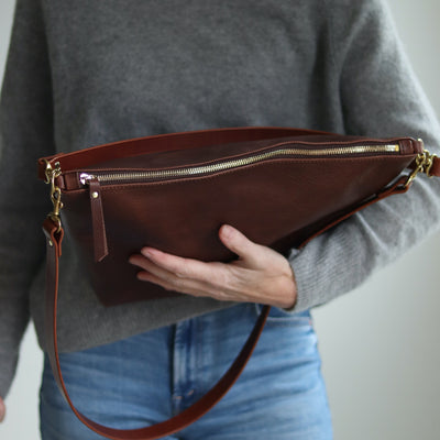 Large Slouchy Hobo Crossbody - Dark Brown