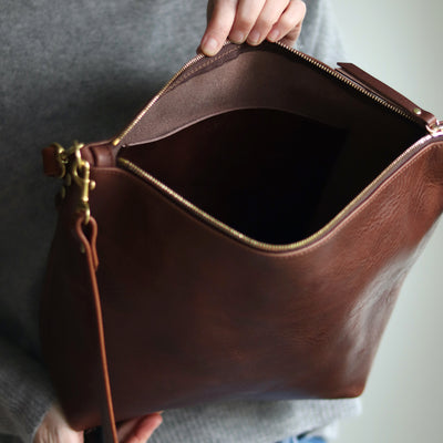 Large Slouchy Hobo Crossbody - Dark Brown