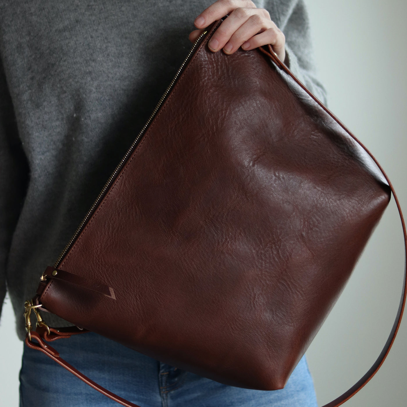 Large Slouchy Hobo Crossbody - Dark Brown