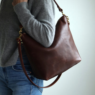 Large Slouchy Hobo Crossbody - Dark Brown