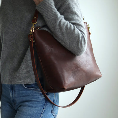 Large Slouchy Hobo Crossbody - Dark Brown