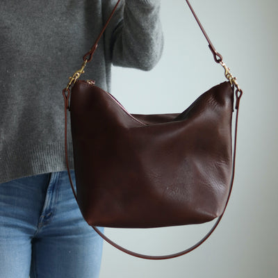 Large Slouchy Hobo Crossbody - Dark Brown