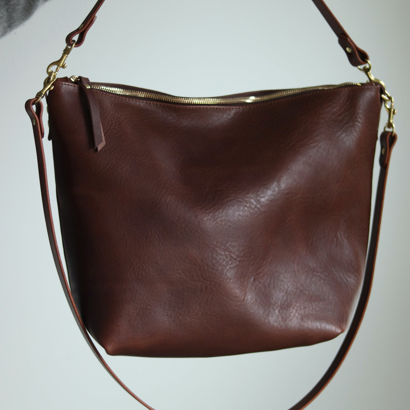 Large Slouchy Hobo Crossbody - Dark Brown