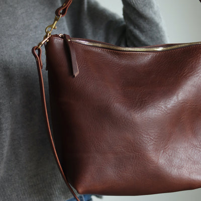 Large Slouchy Hobo Crossbody - Dark Brown