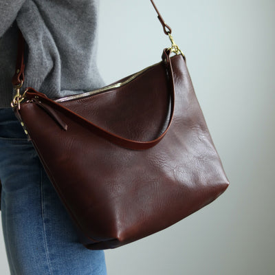 Large Slouchy Hobo Crossbody - Dark Brown