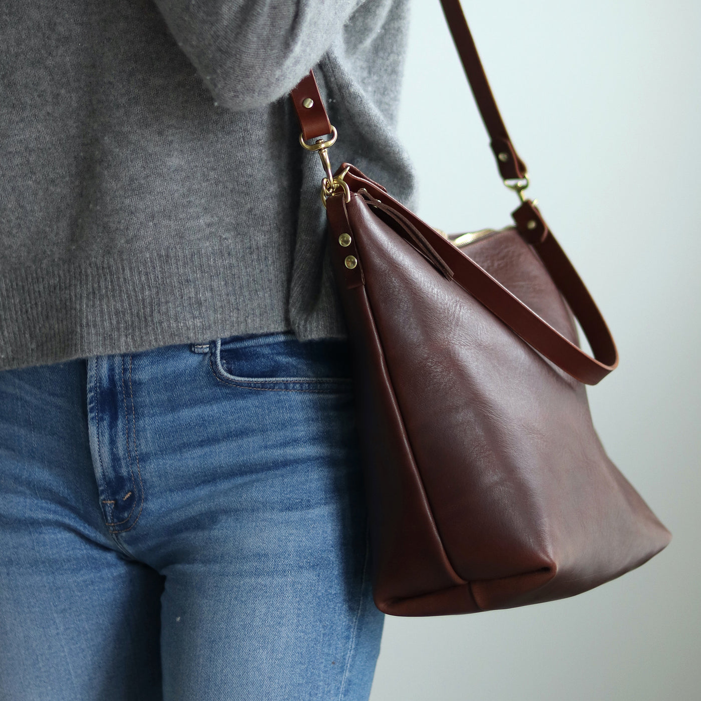 Large Slouchy Hobo Crossbody - Dark Brown