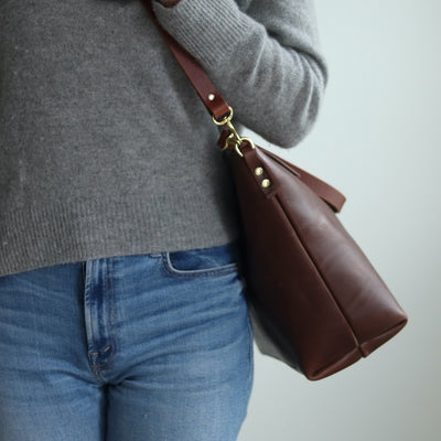 Large Slouchy Hobo Crossbody - Dark Brown