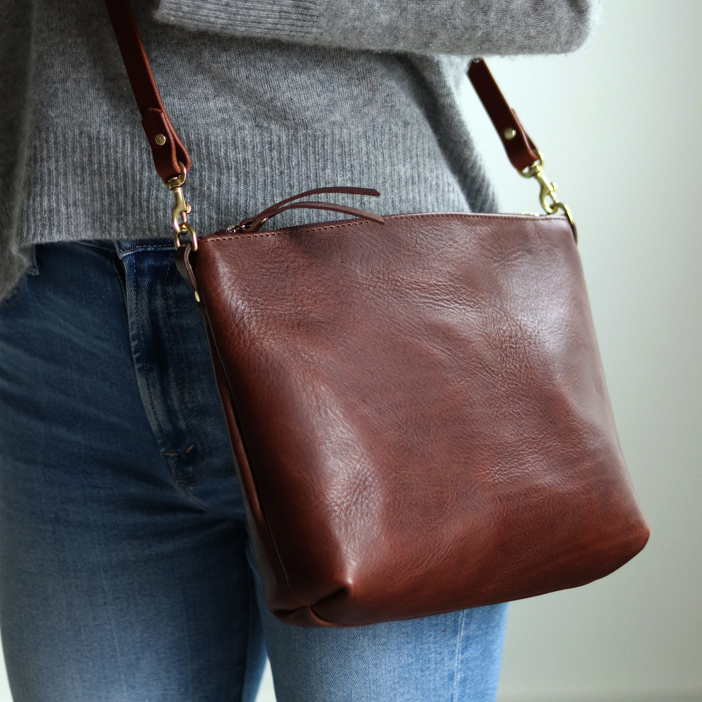 Crossbody Bag with Monogram - Dark Brown