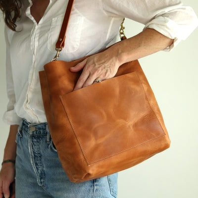 Leather Day Bag - Honey Brown Pull Up