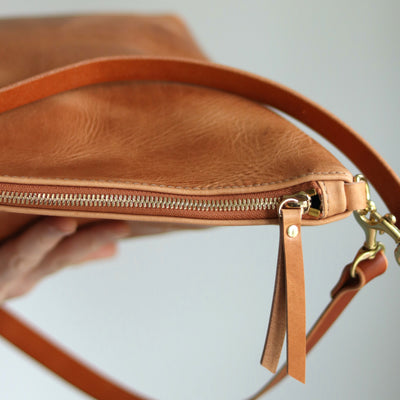 Large Slouchy Hobo Crossbody - Honey Brown Pull-up