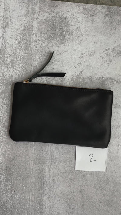 Summer Seconds Sale - Personalized Leather Zip Clutch - Soft and Slouchy Black No. 2