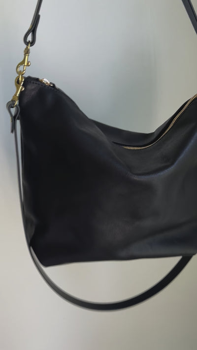 SUMMER SECONDS SALE - Large Slouchy Hobo Crossbody - Black No. 2