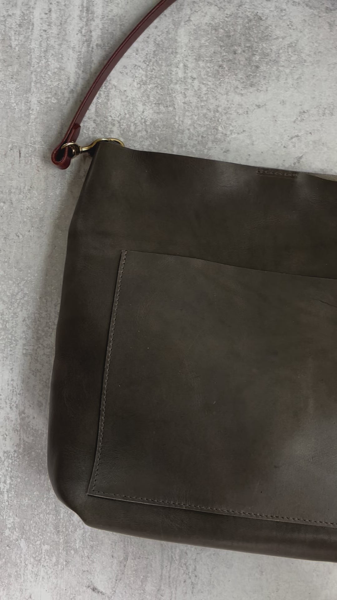 Summer Seconds Sale - Leather Day Bag - Charcoal Gray No.1