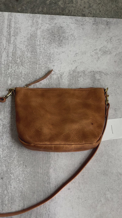 Summer Seconds Sale - Small Leather Convertible Crossbody Clutch Bag - Honey Brown Pull Up No. 1