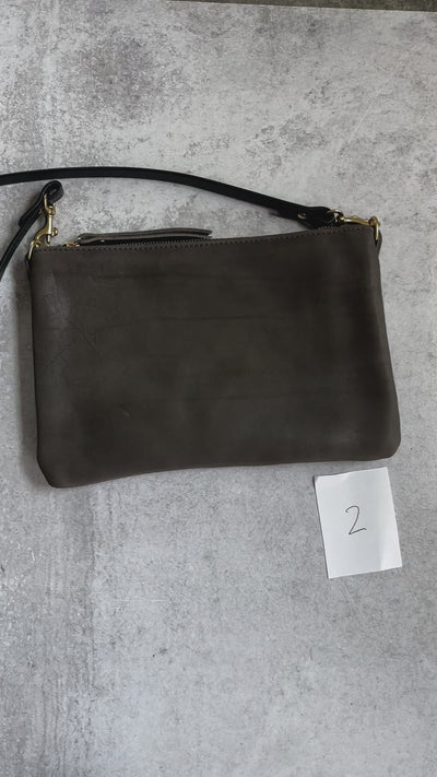 Summer Seconds Sale - Small Leather Crossbody Clutch Bag - Charcoal Gray No. 2