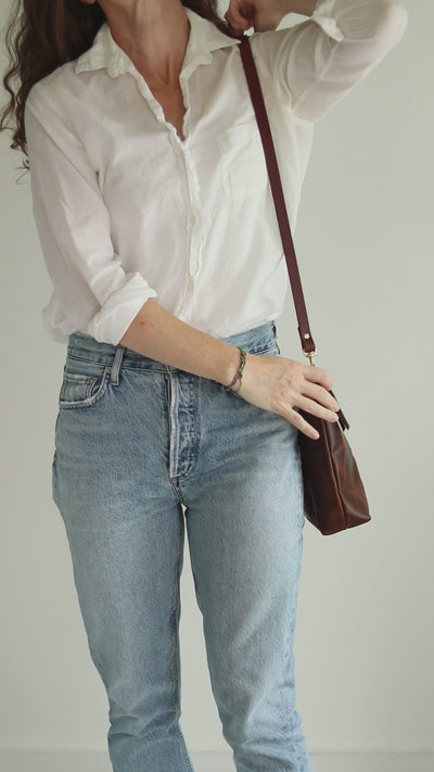 Summer Seconds Sale - Crossbody Bag with Monogram - Cognac Pull Up