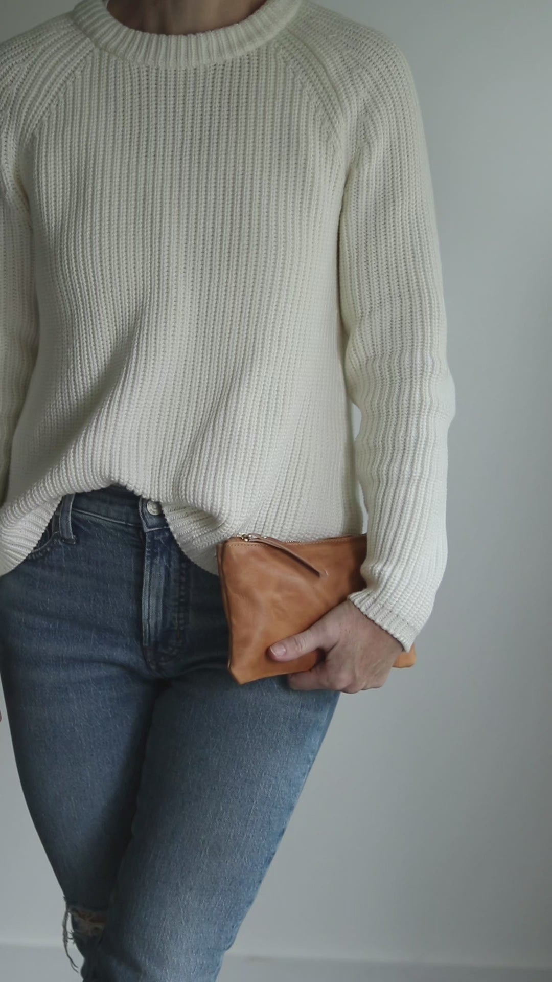 Personalized Leather Zip Clutch - Honey Brown Pull Up