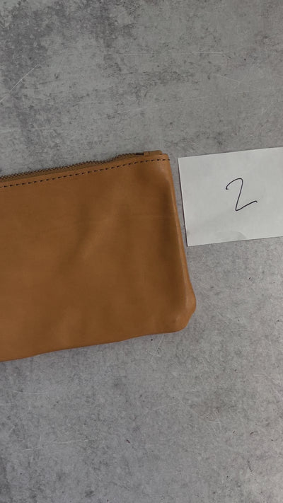 Summer Seconds Sale - Personalized Leather Zip Clutch - Beige No. 2