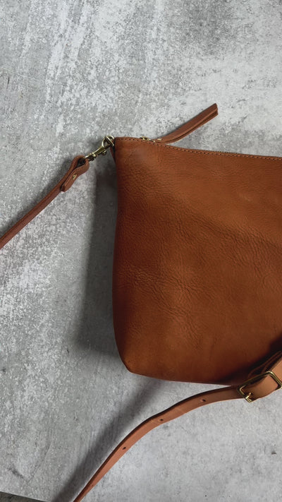 Summer Seconds Sale Crossbody Bag with Monogram - Tan Pebble