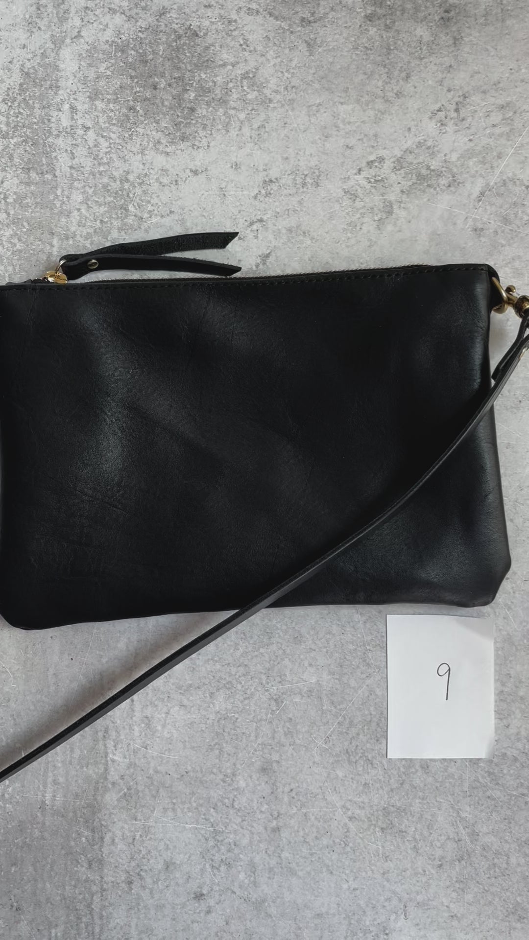 Summer Seconds Sale - Small Leather Crossbody Clutch Bag - Black Pebble No. 9