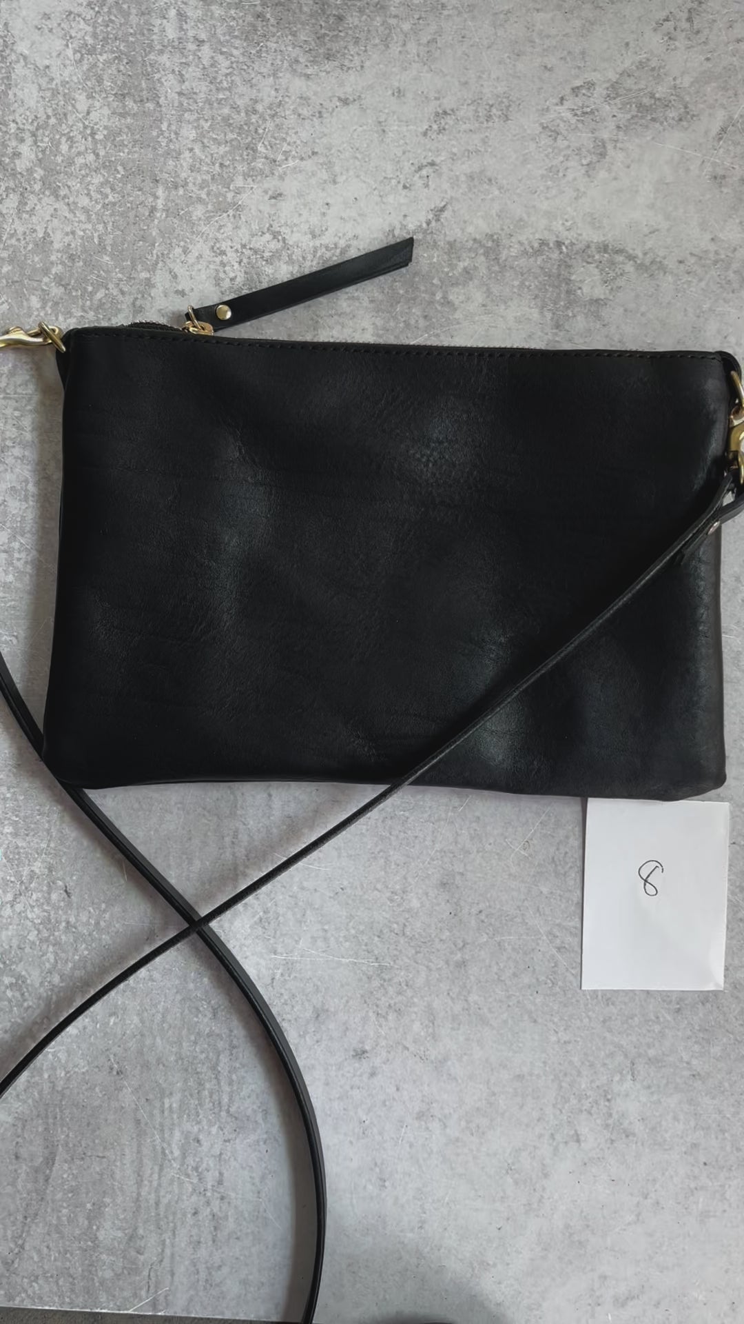 Summer Seconds Sale - Small Leather Crossbody Clutch Bag - Black Pebble No. 8