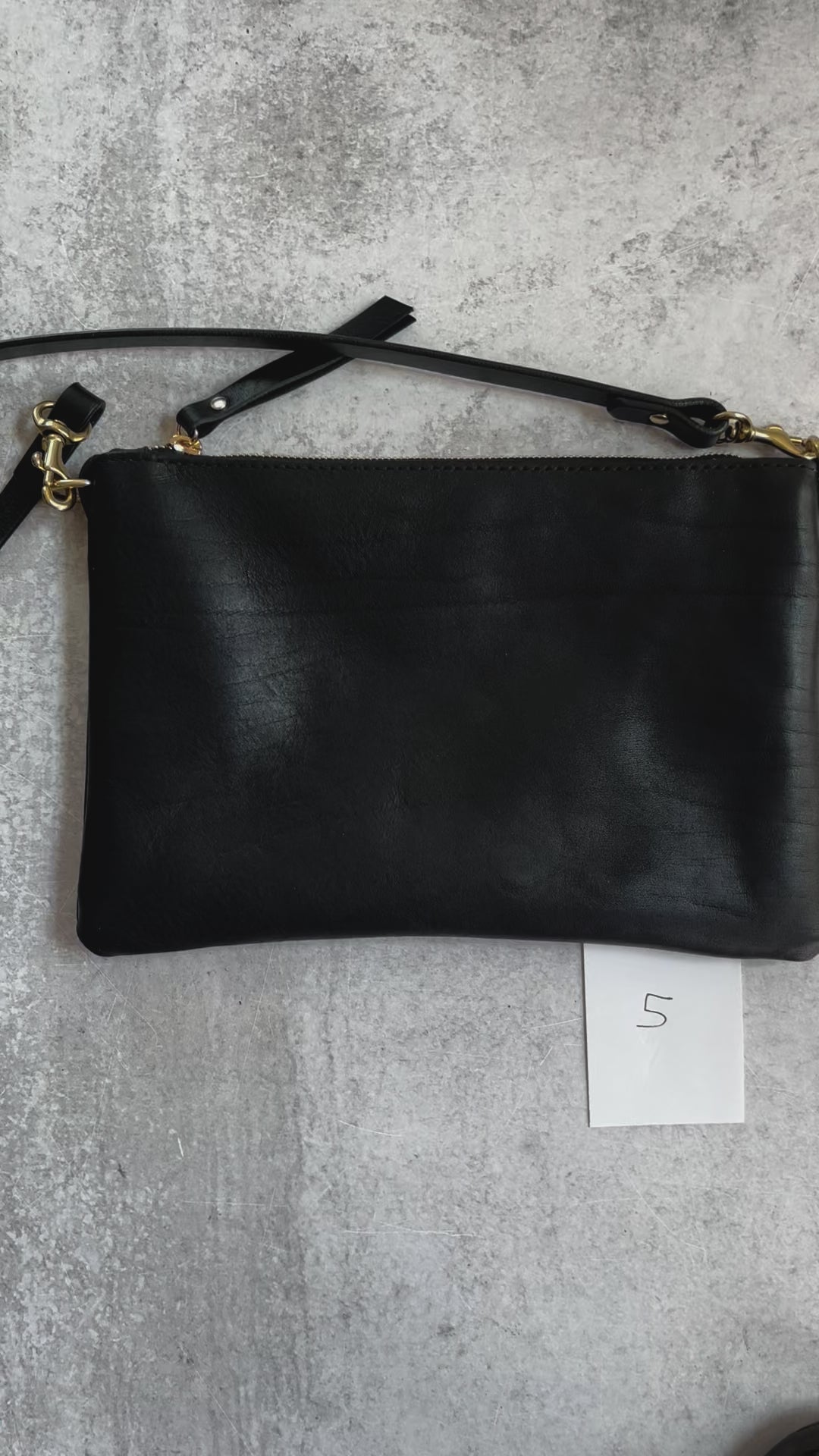 Summer Seconds Sale - Small Leather Crossbody Clutch Bag - Black Pebble No. 5