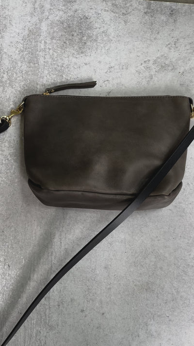 Summer Seconds Sale - Small Leather Convertible Crossbody Clutch Bag - Charcoal Gray No. 4